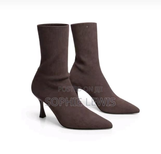 Stylish Brown Sock Ankle Boots - thumbnail 3