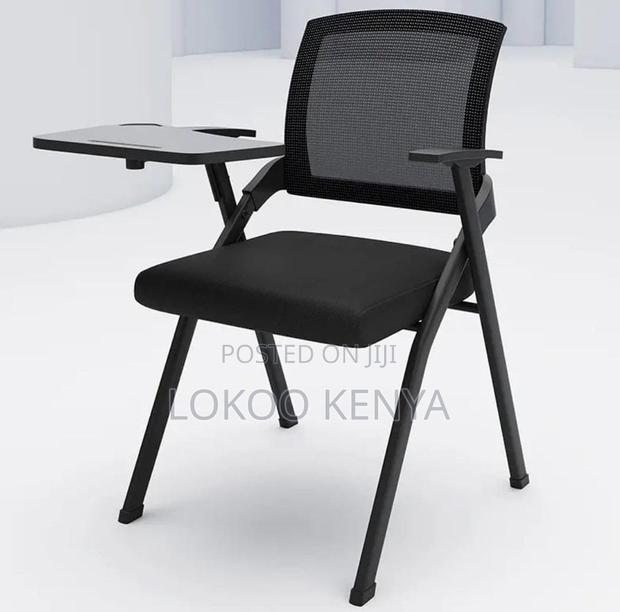 Office Chair; Black Midback Foldable Conference Seat-Writting Pad - thumbnail 2