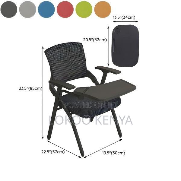Office Chair; Black Midback Foldable Conference Seat-Writting Pad - thumbnail 3