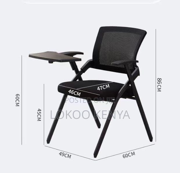 Office Chair; Black Midback Foldable Conference Seat-Writting Pad - thumbnail 4