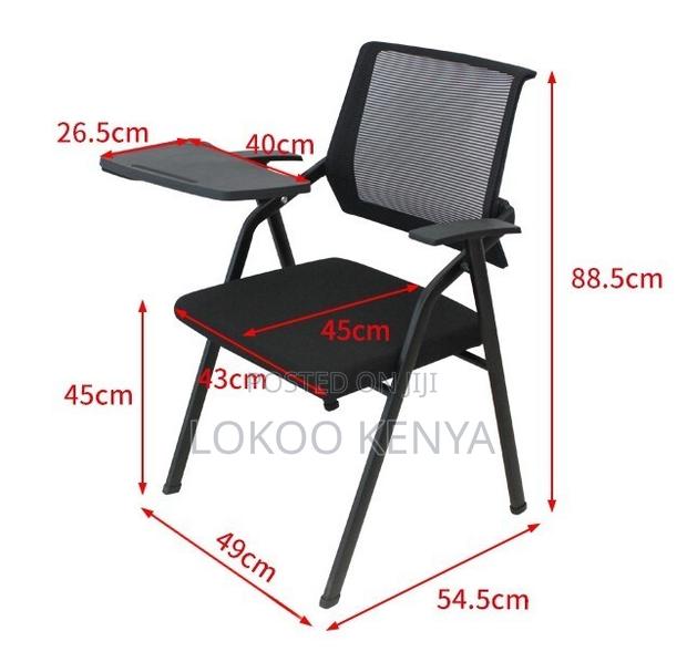 Office Chair; Black Midback Foldable Conference Seat-Writting Pad - thumbnail 7