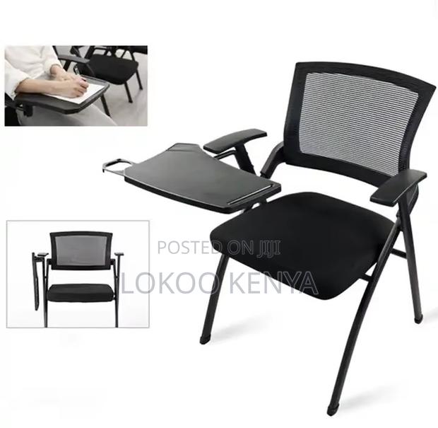 Office Chair; Black Midback Foldable Conference Seat-Writting Pad - thumbnail 8