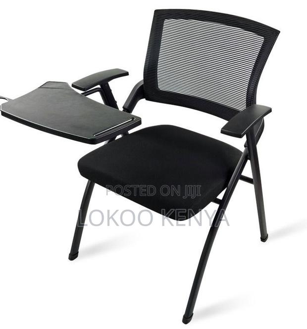 Office Chair; Black Midback Foldable Conference Seat-Writting Pad - thumbnail 9