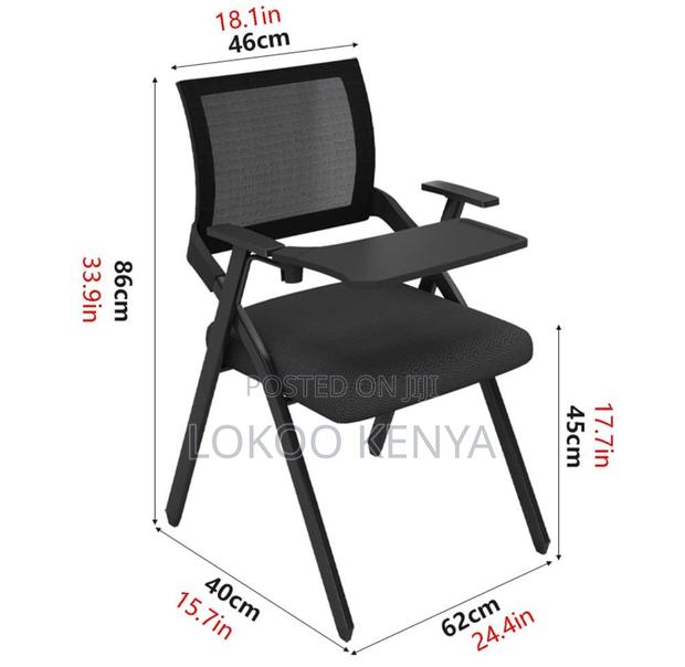 Office Chair; Black Midback Foldable Conference Seat-Writting Pad - thumbnail 12