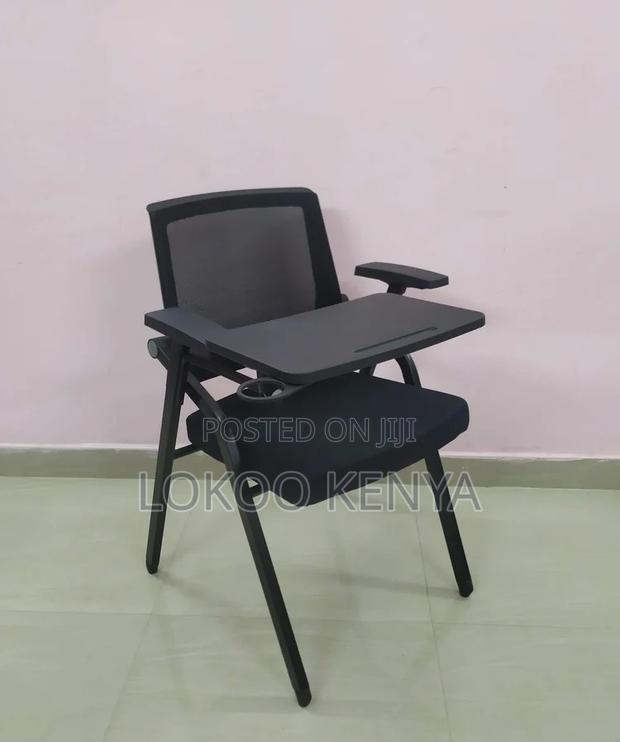 Office Chair; Black Midback Foldable Conference Seat-Writting Pad - thumbnail 13
