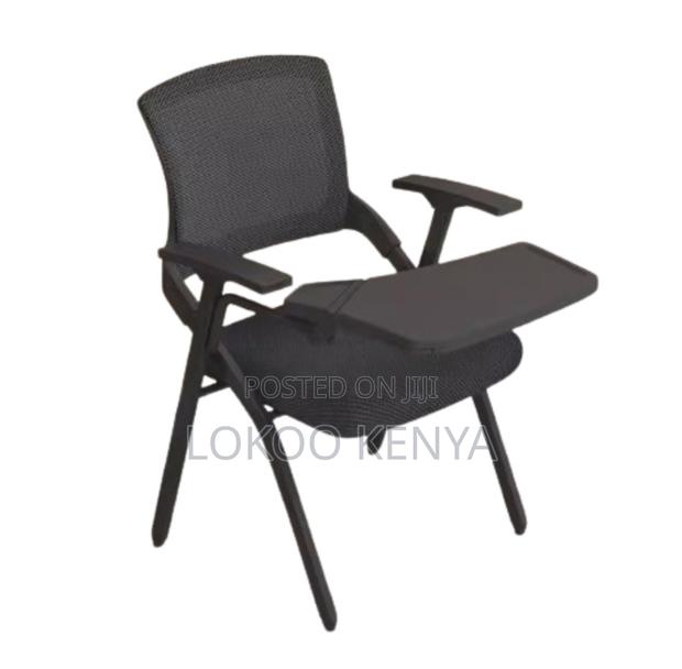 Office Chair; Black Midback Foldable Conference Seat-Writting Pad - thumbnail 14