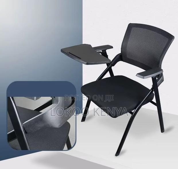 Office Chair; Black Midback Foldable Conference Seat-Writting Pad - thumbnail 16