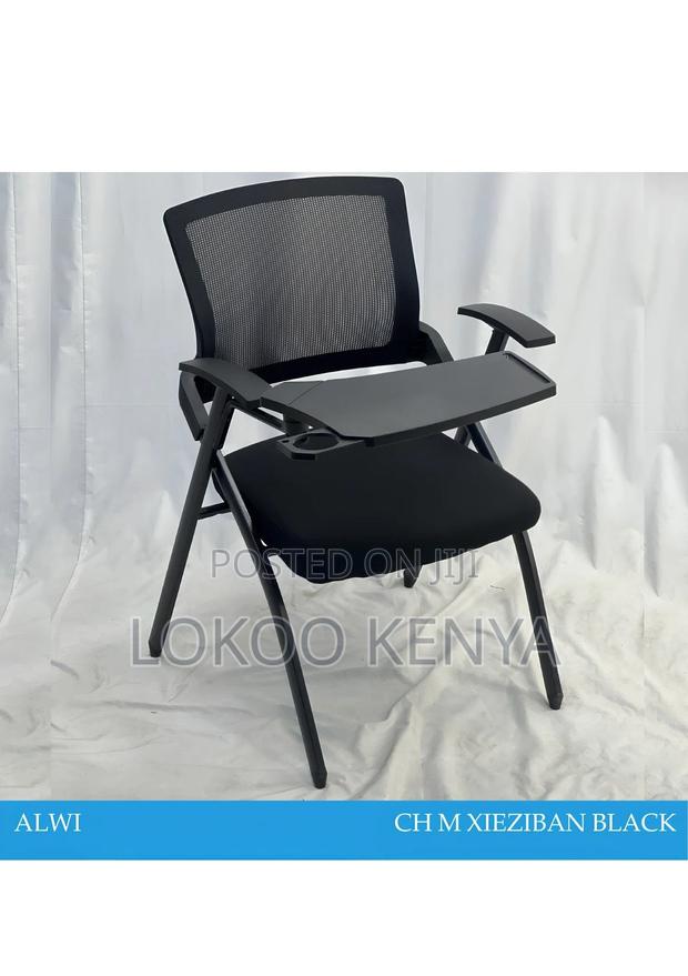 Office Chair; Black Midback Foldable Conference Seat-Writting Pad - thumbnail 20
