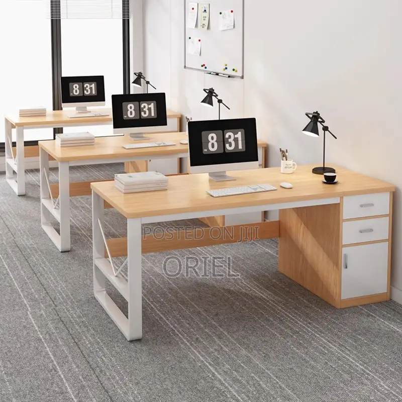 Office Desk : Modern Staff Desktop Desk With Drawers