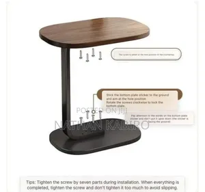 Modern Luxury C Shaped Coffee Table- Wooden and Steel Side Table