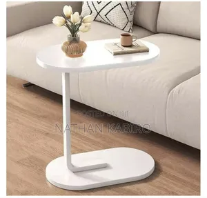 Modern Luxury C Shaped Coffee Table- Wooden and Steel Side Table