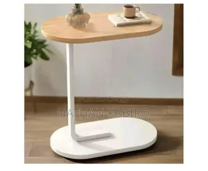 Modern Luxury C Shaped Coffee Table- Wooden and Steel Side Table