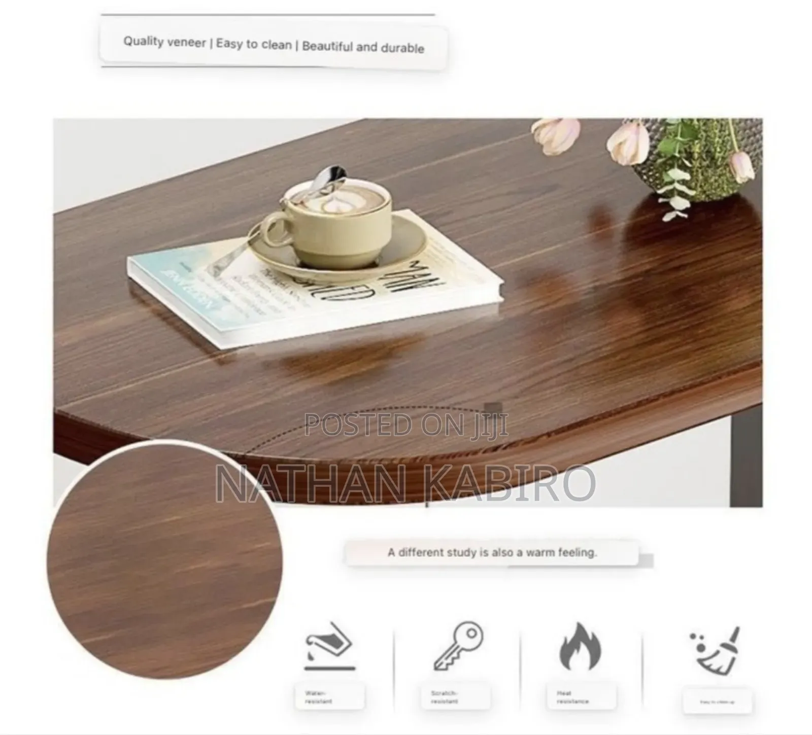 Modern Luxury C Shaped Coffee Table- Wooden and Steel Side Table