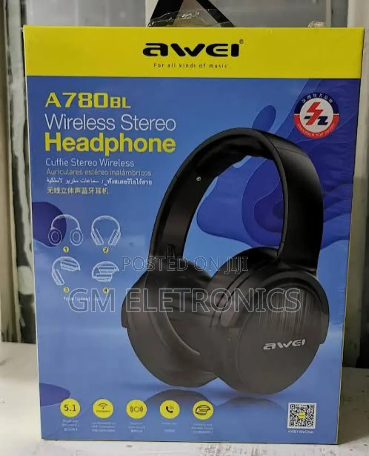A780bl Foldable Portable Stereo Wireless/ Wired Headset.
