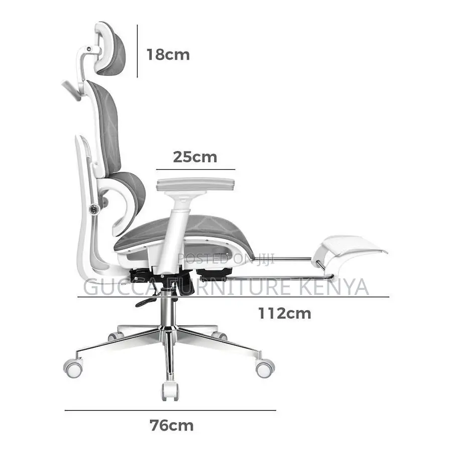 White Grey Orthopedic High-back Office Chair