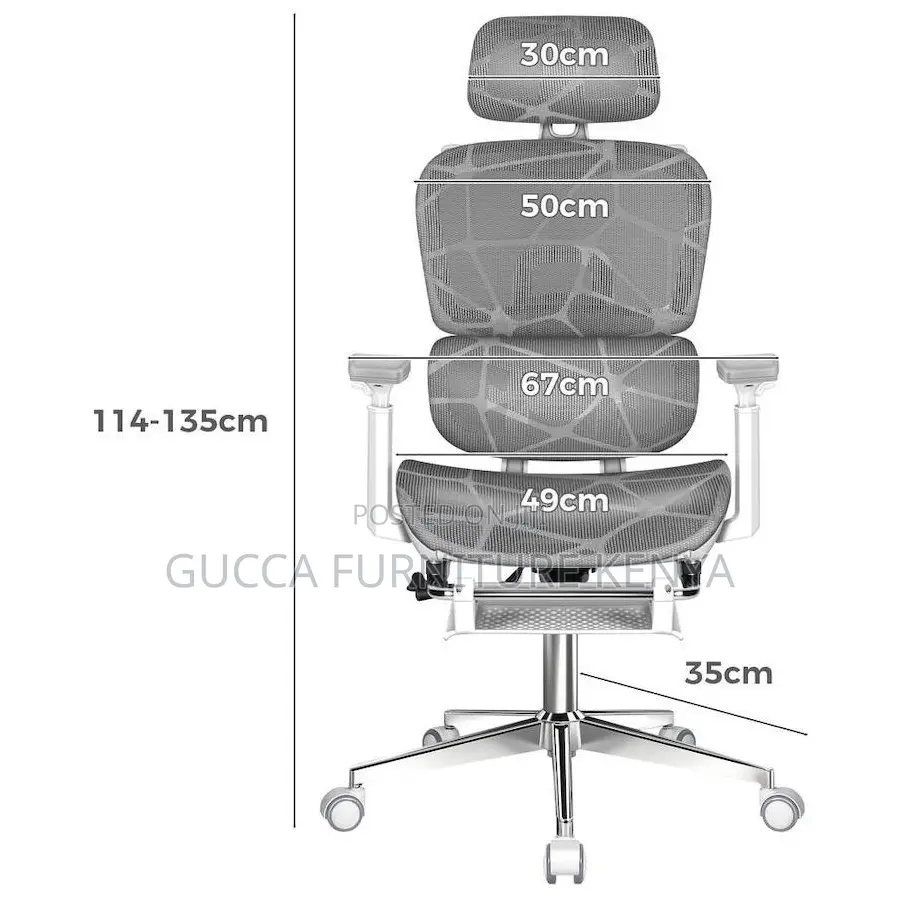 White Grey Orthopedic High-back Office Chair