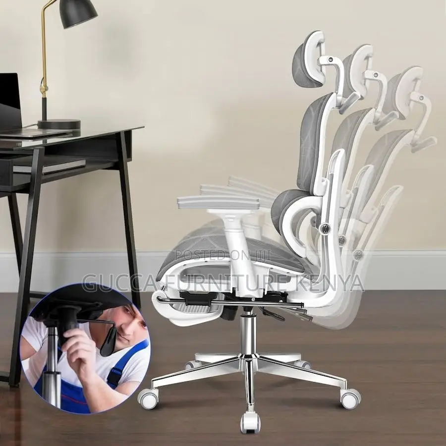 White Grey Orthopedic High-back Office Chair