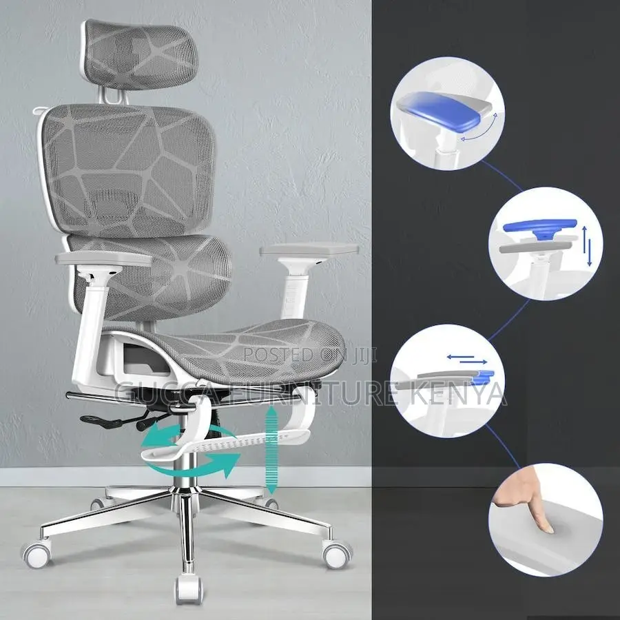 White Grey Orthopedic High-back Office Chair