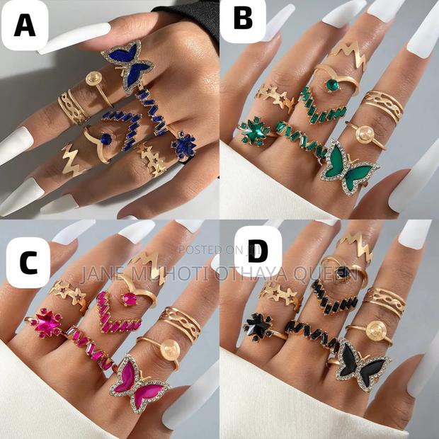 *9pc Butterfly Rose Ring Set - thumbnail 3