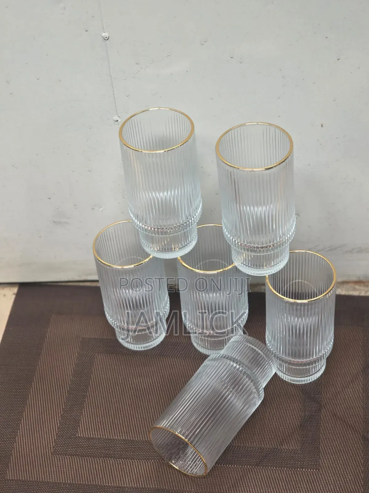 6 PCS Stripped Goldline Glasses –Jm