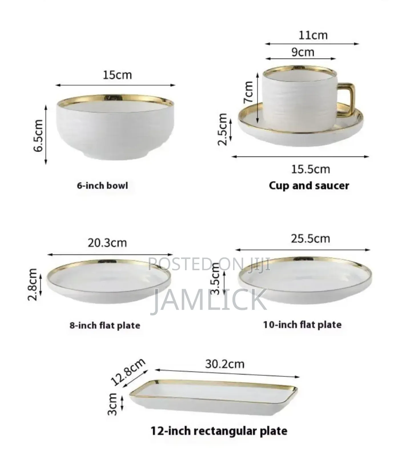32 PCS Dinner Set – Gold Edge Stripped Design – Jm