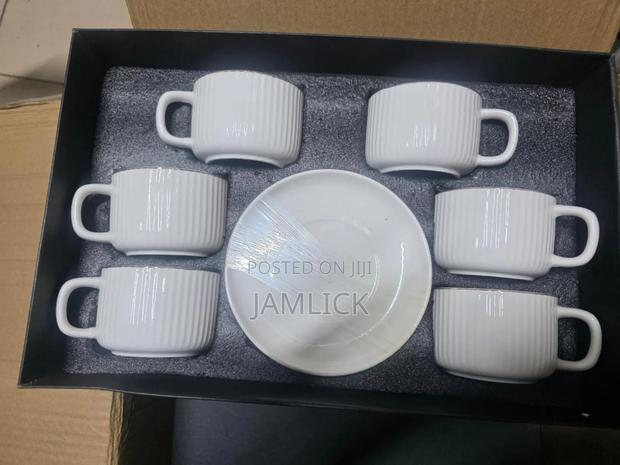  12 PCS Straight Cup Saucer Set – 250ml Mugs – Jm