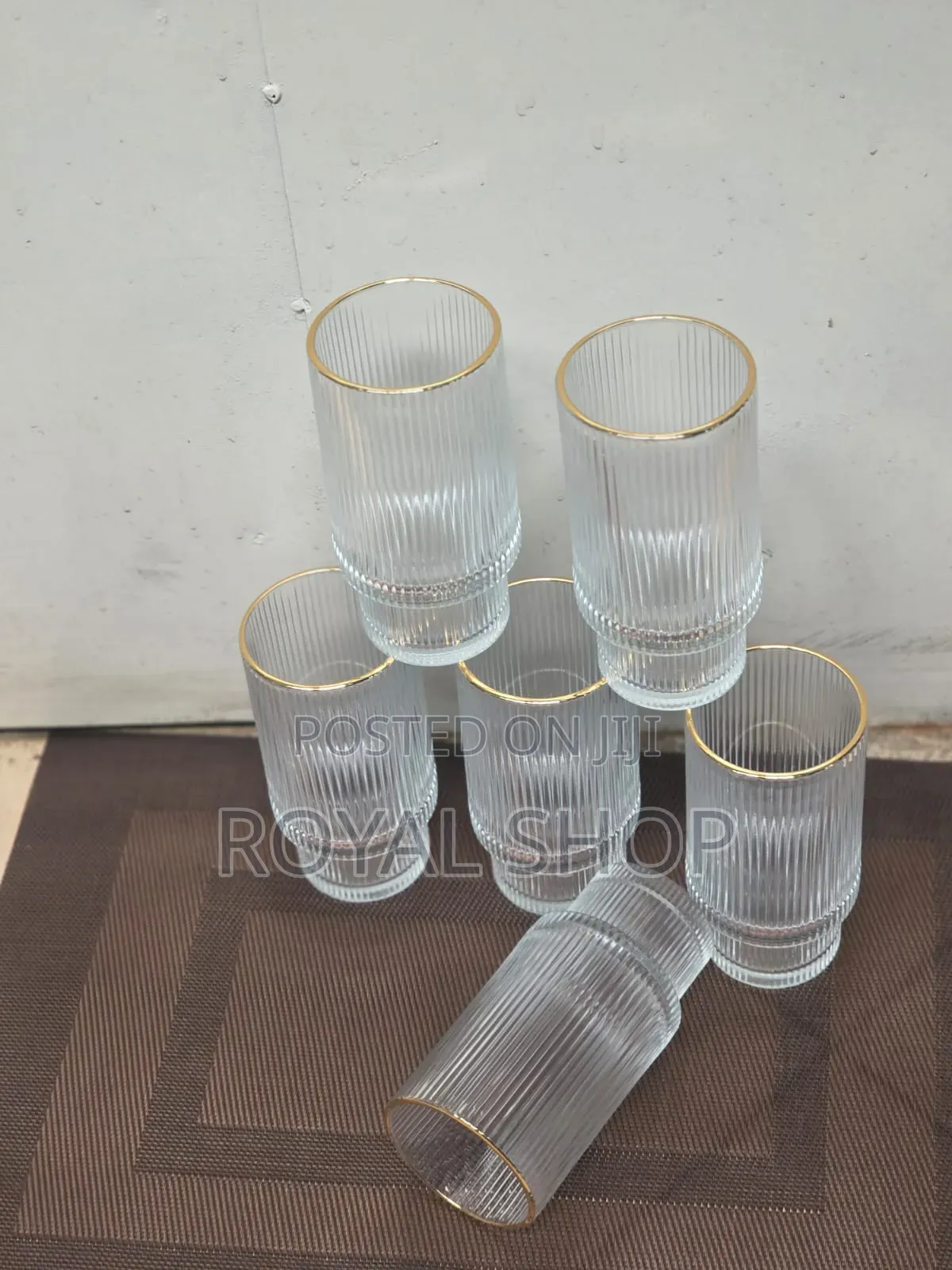 6pc Stripped Goldline Glasses