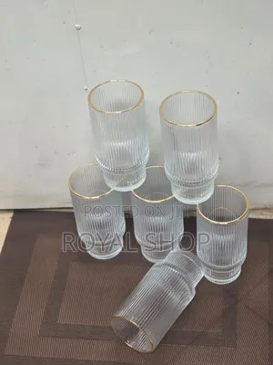 6pc Stripped Goldline Glasses