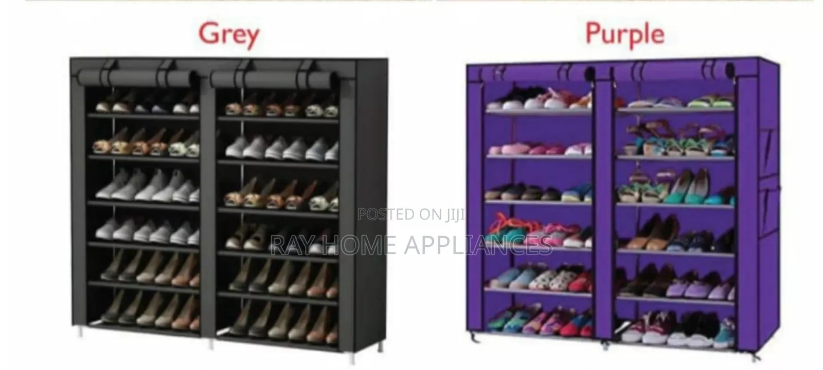 Double Column Shoe Rack Grey, Blue, Pink, Purple, Maroon
