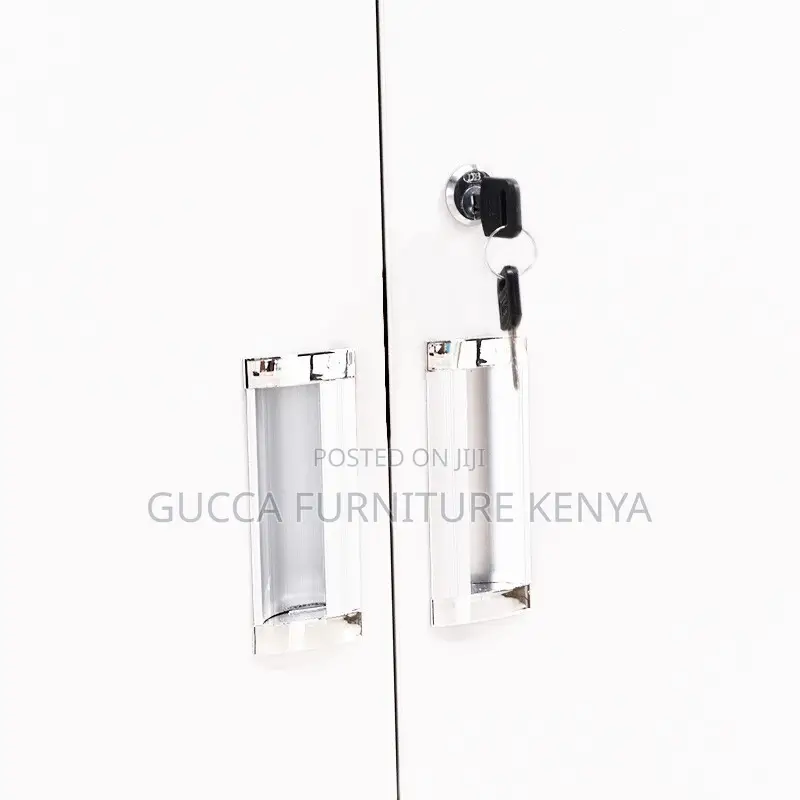 2-door Metallic Half-glass Storage Cabinet