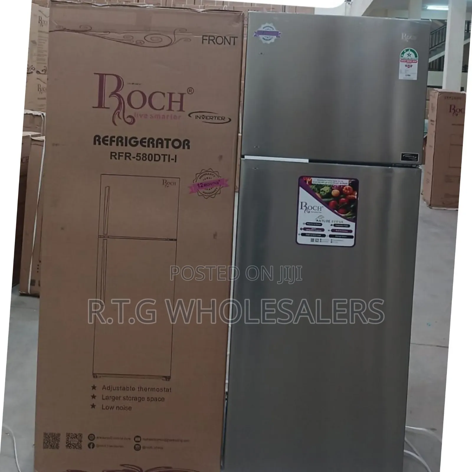 Roch 465l Energy Efficient No Frost Double Door Fridge (Rfr‐580‐Dt‐I)