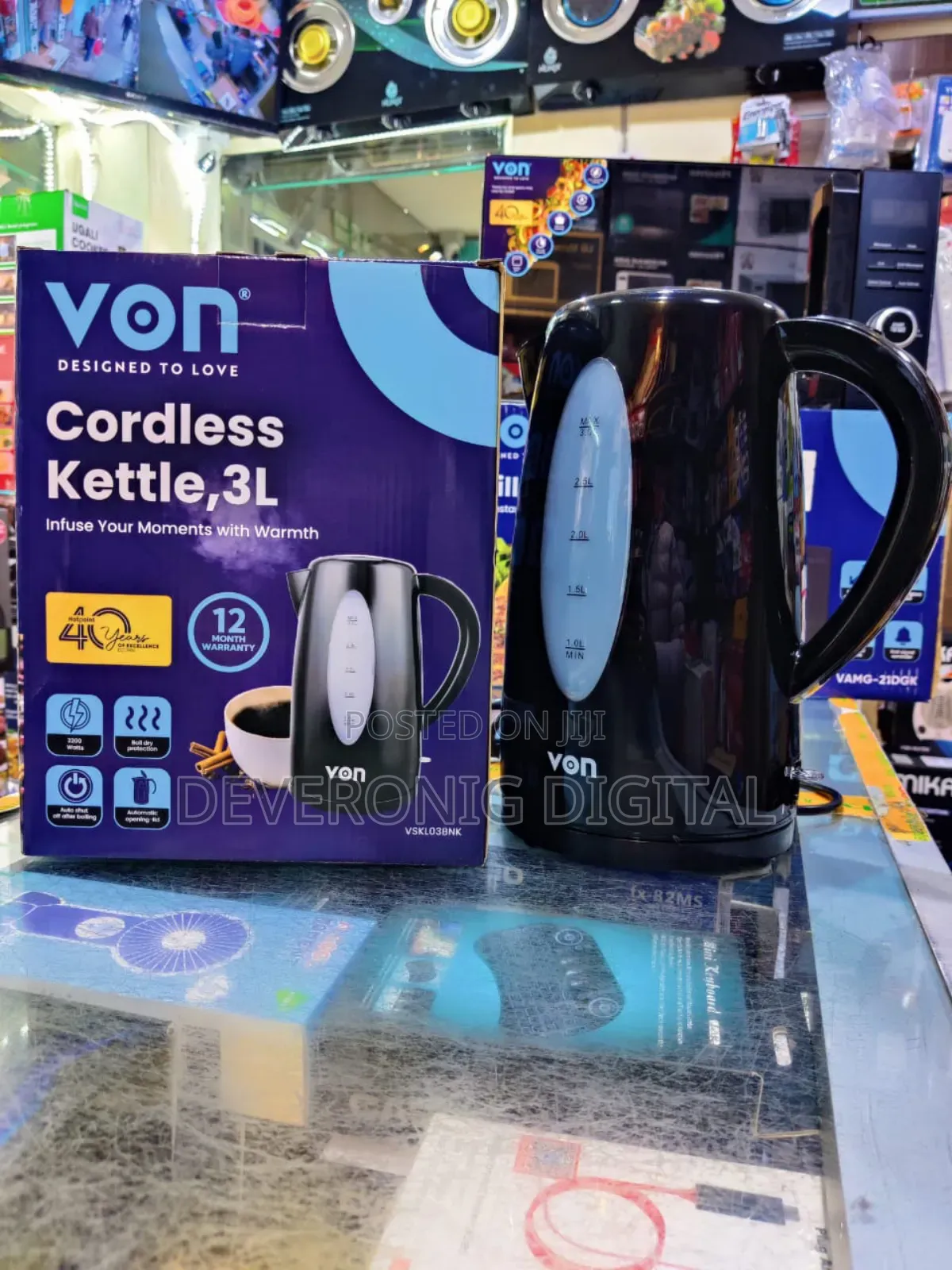 *Von 3litres Cordless Electric Water Kettle