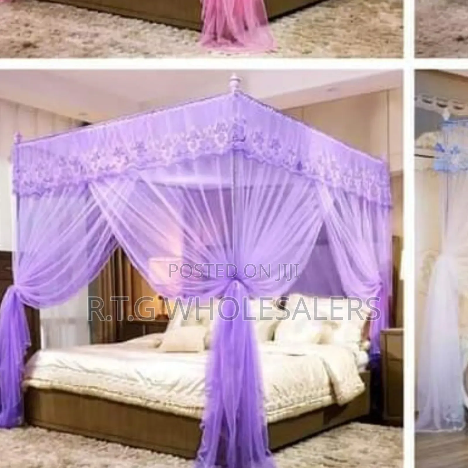 4-Stand Net Rail Mosquito Net – Multiple Colors