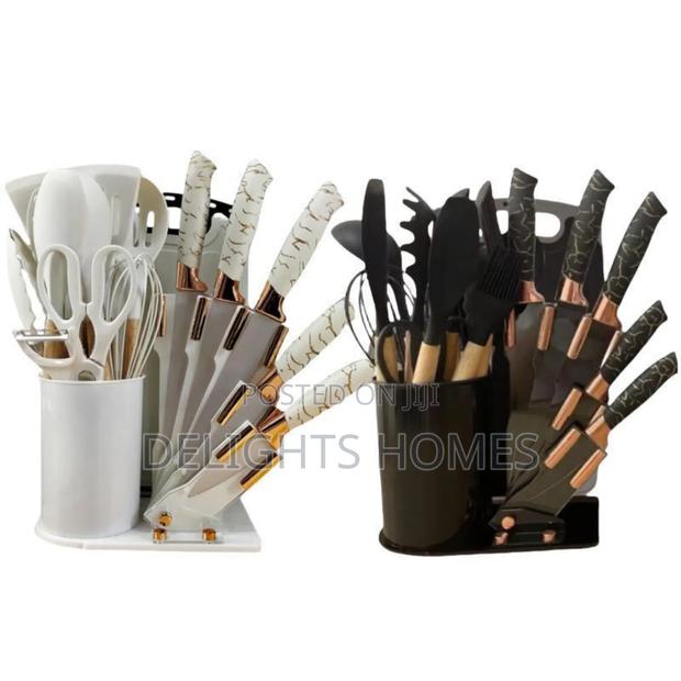 19pcs Marble Silicone Cooking Kitchen Spoon Set_ca