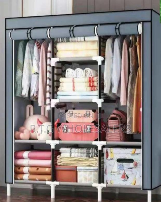 Portable 3‐Column Wooden Closet – Easy Assembly