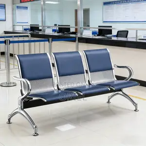 Modern Office Bench : Blue 3-Seater Public Waiting Bench