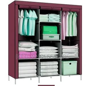 Lightweight 3‐Column Metal Wardrobe With Fabric Cover