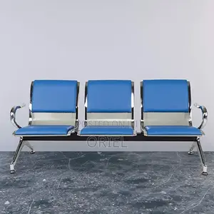 Modern Office Bench : Blue 3-Seater Public Waiting Bench