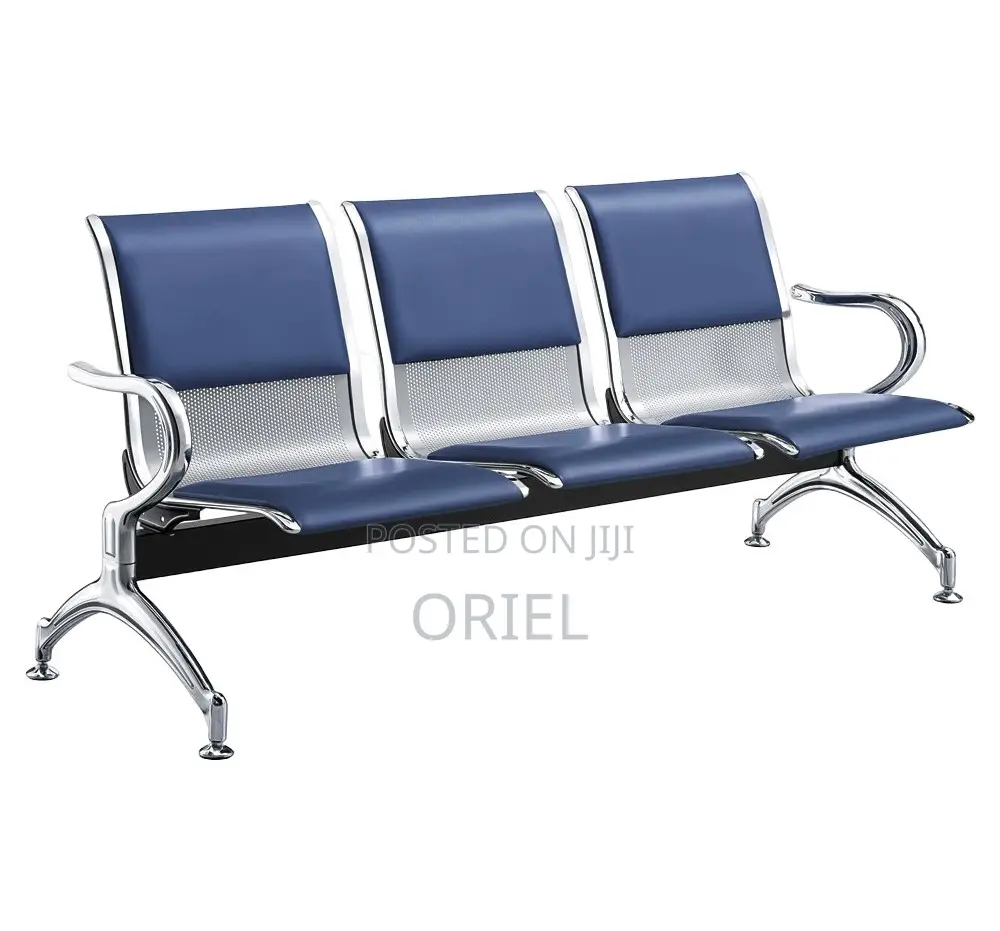 Modern Office Bench : Blue 3-Seater Public Waiting Bench