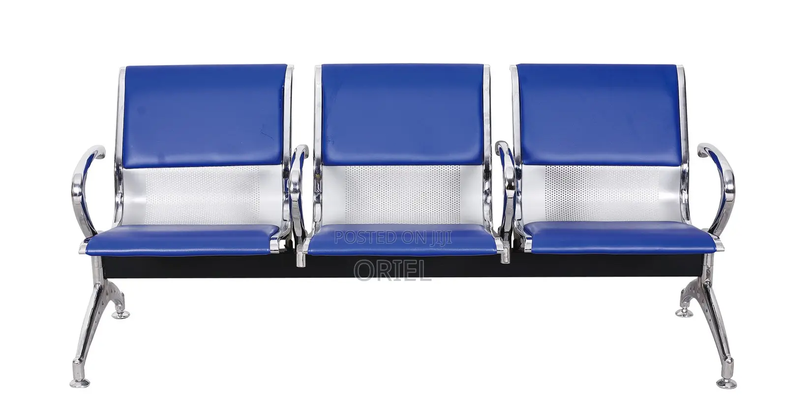 Modern Office Bench : Blue 3-Seater Public Waiting Bench