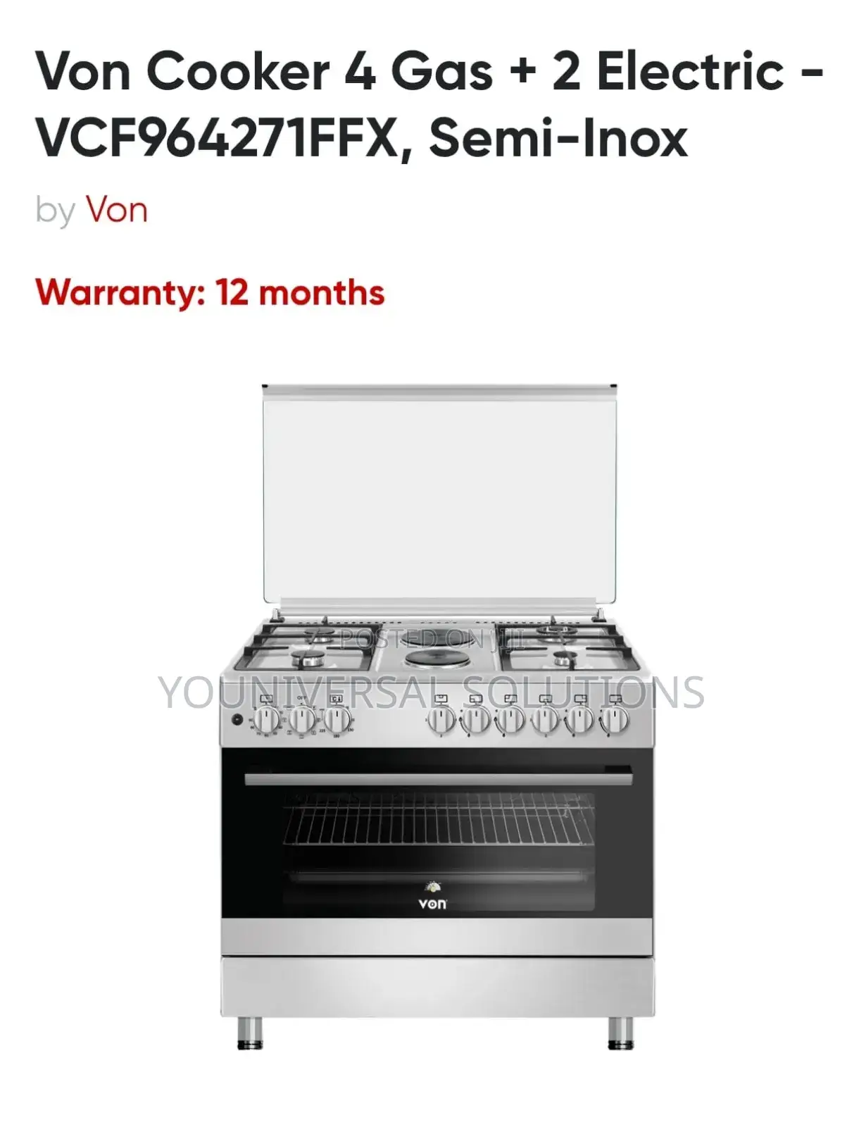 60*90 4+2 Von Standing Cooker