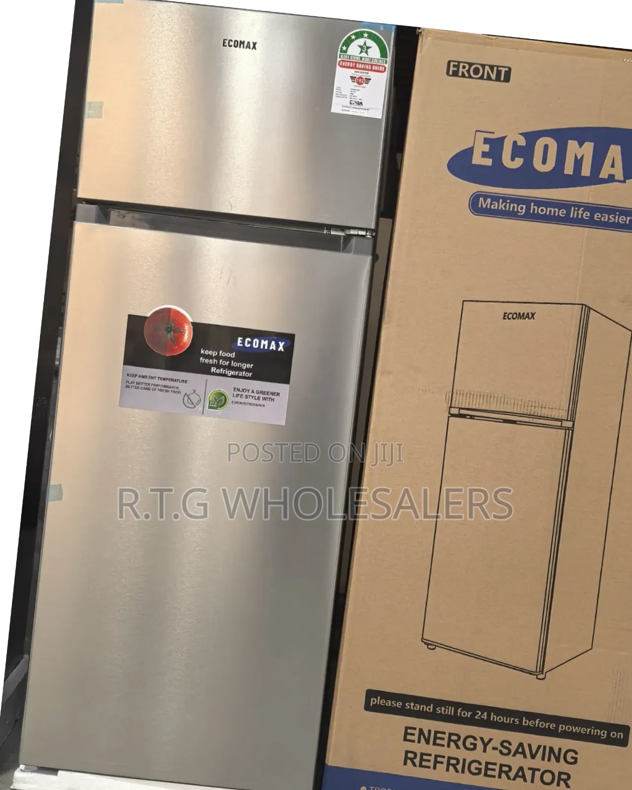 Ecomax 230l Double Door Fridge – Dark Silver