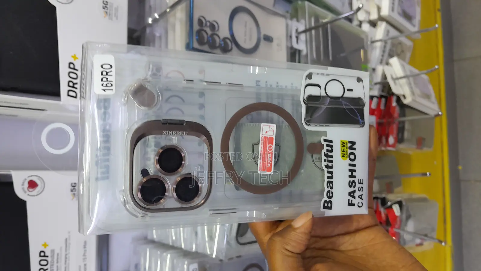 Kmiol Dual-Color Magsafe Clear Magsafe Case With Lens Protector ,Stand