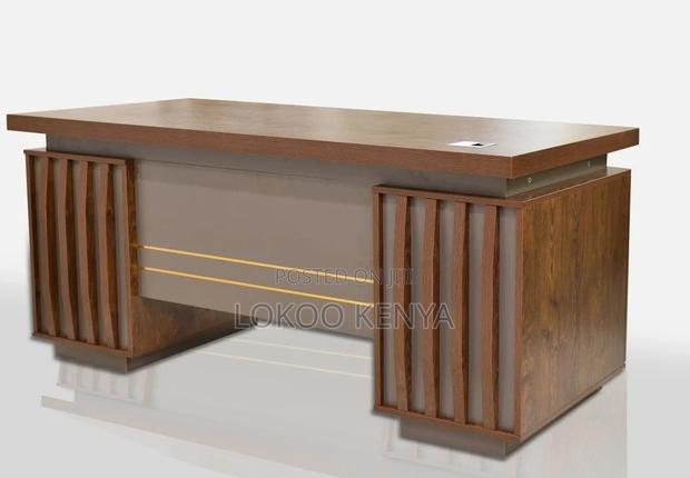 Office Desk; Modern 1.4 M Brown Imported Office Executive Desk - thumbnail 7