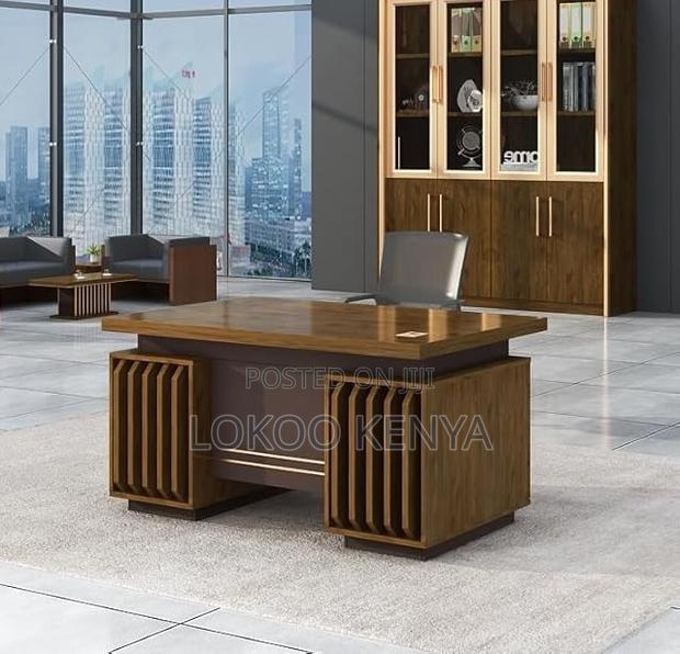 Office Desk; Modern 1.4 M Brown Imported Office Executive Desk - thumbnail 8