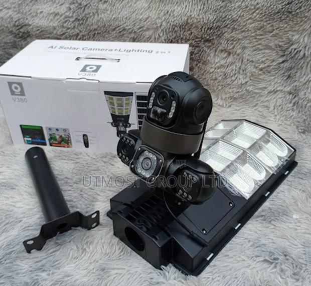 V380 Solar 4g CCTV With Triple Lens and Light - main view