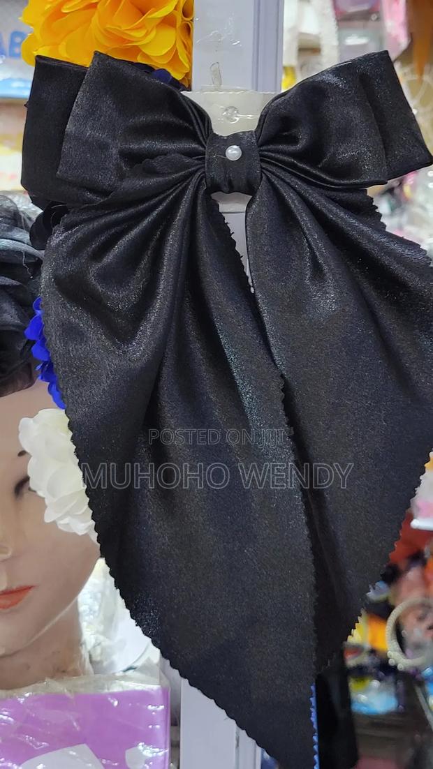 Black Silk Hair Bow Clip - main view