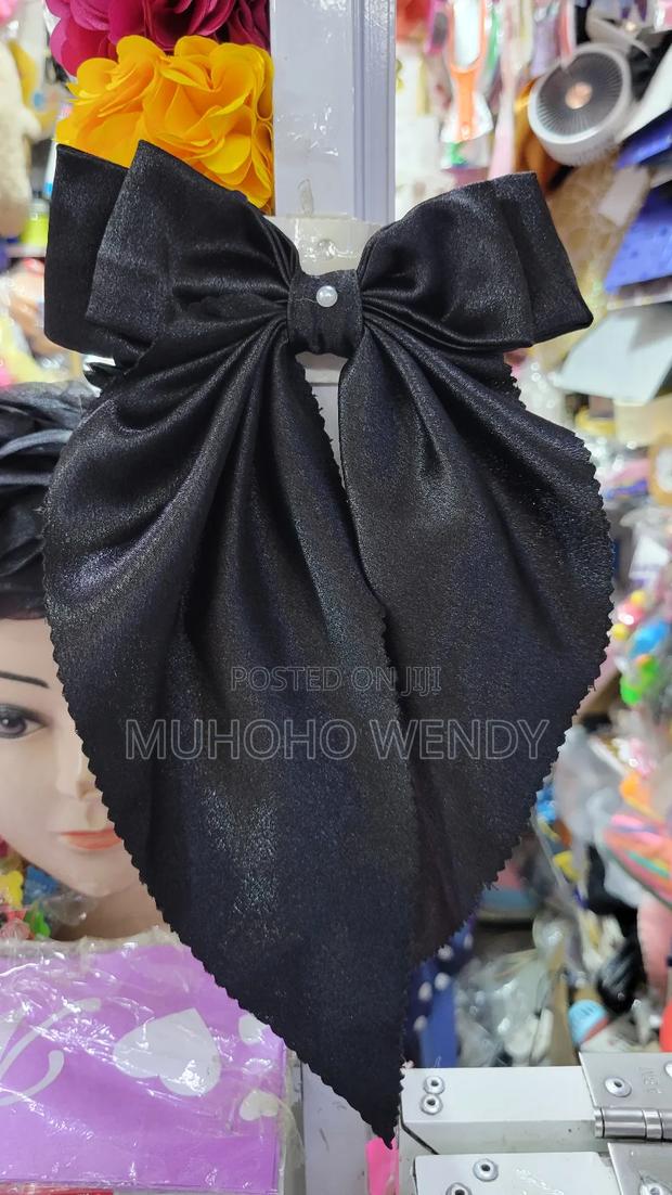 Black Silk Hair Bow Clip - thumbnail 2