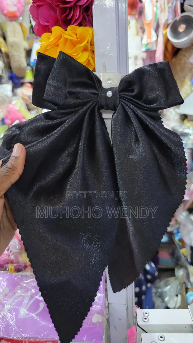 Black Silk Hair Bow Clip - thumbnail 4