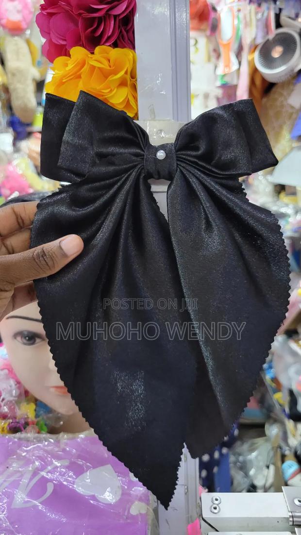 Black Silk Hair Bow Clip - thumbnail 5